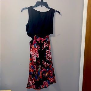 Floral cut out high low dress